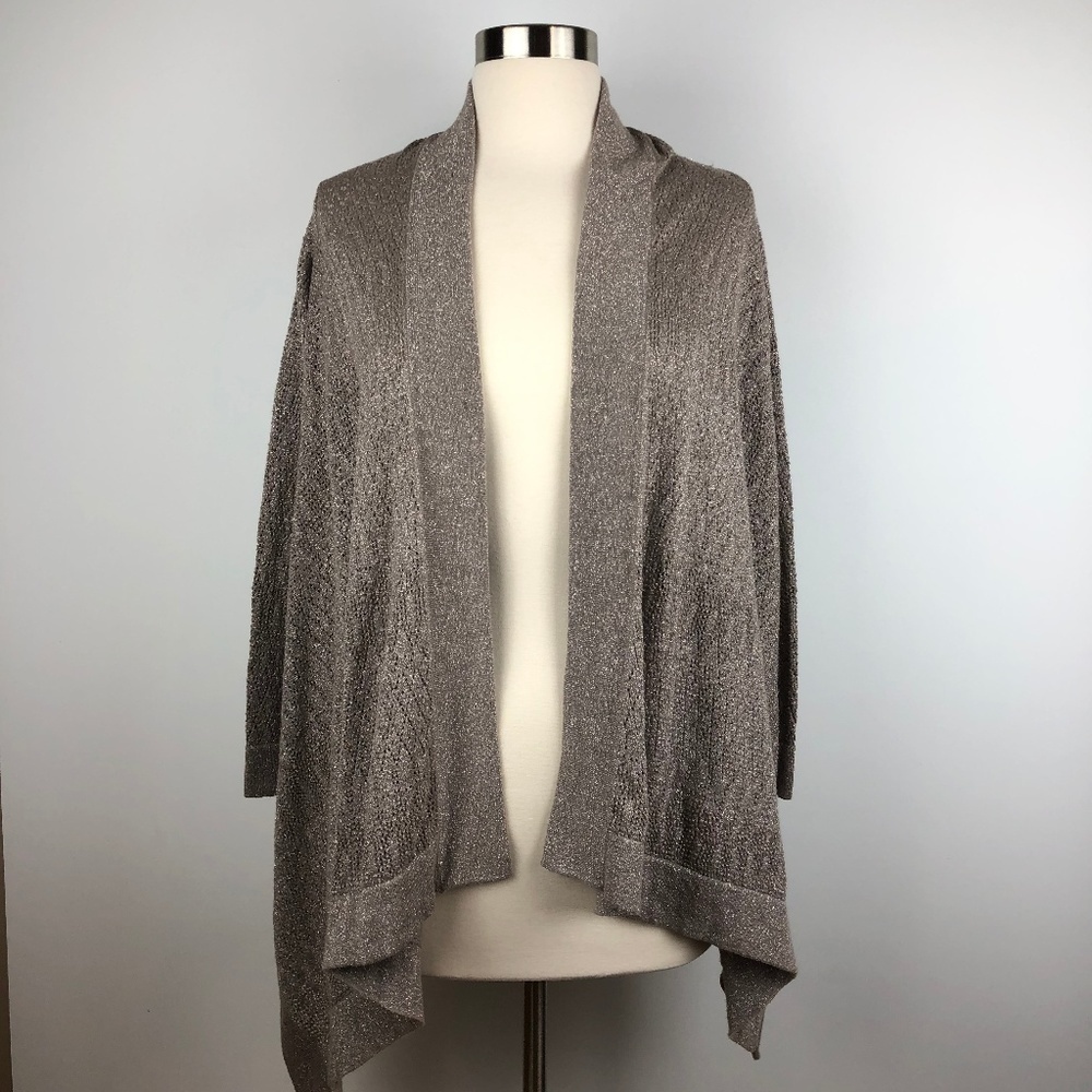 Banana Republic Taupe Metallic Open Cardigan Sweater